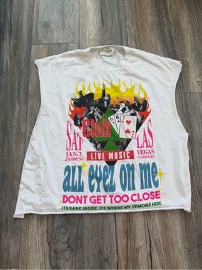 White Graphic mens Tank Top with Multicolor Casino Print Las Vegas size XL